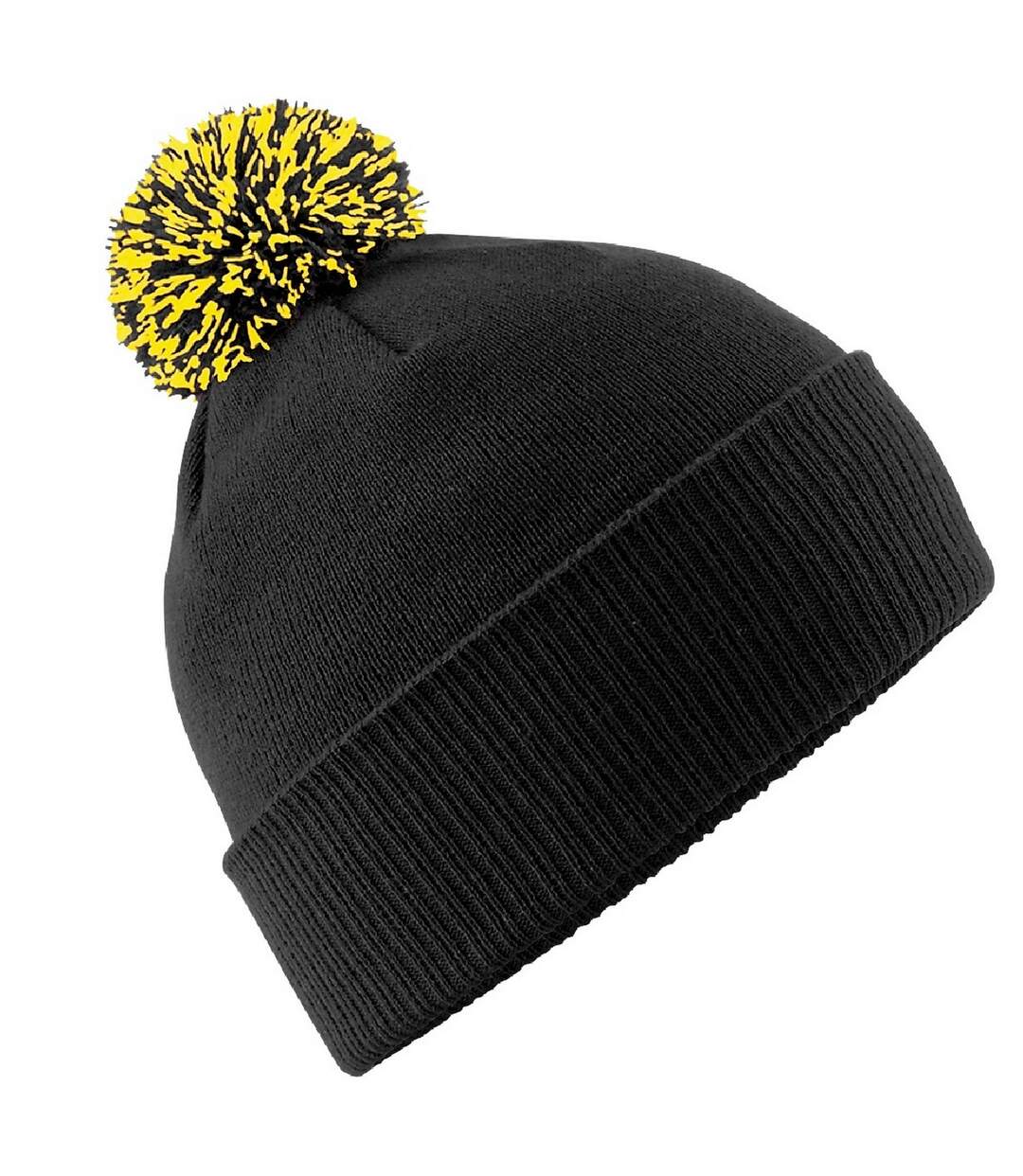 Bonnet Snowstar Unisexe Noir Jaune Beechfield-1