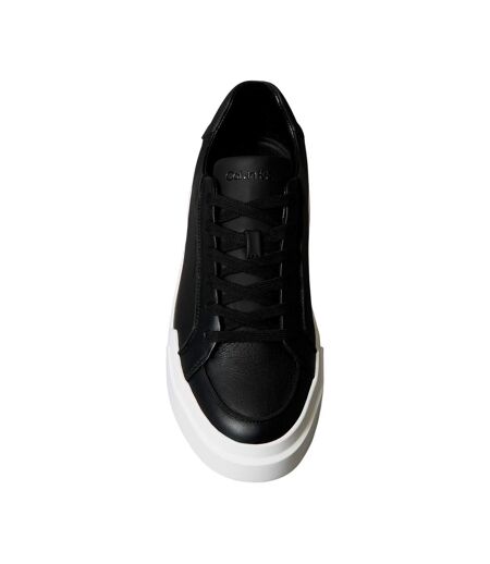 Mens Leather Chunky Trainers Black White Calvin Klein
