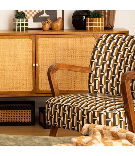 Fauteuil avec tissu jacquard CHIARA - Noir et beige