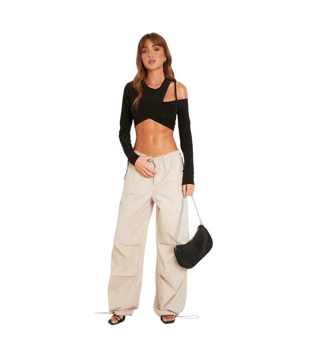 Pantalon À Poches Femme Beige Missy Empire-1