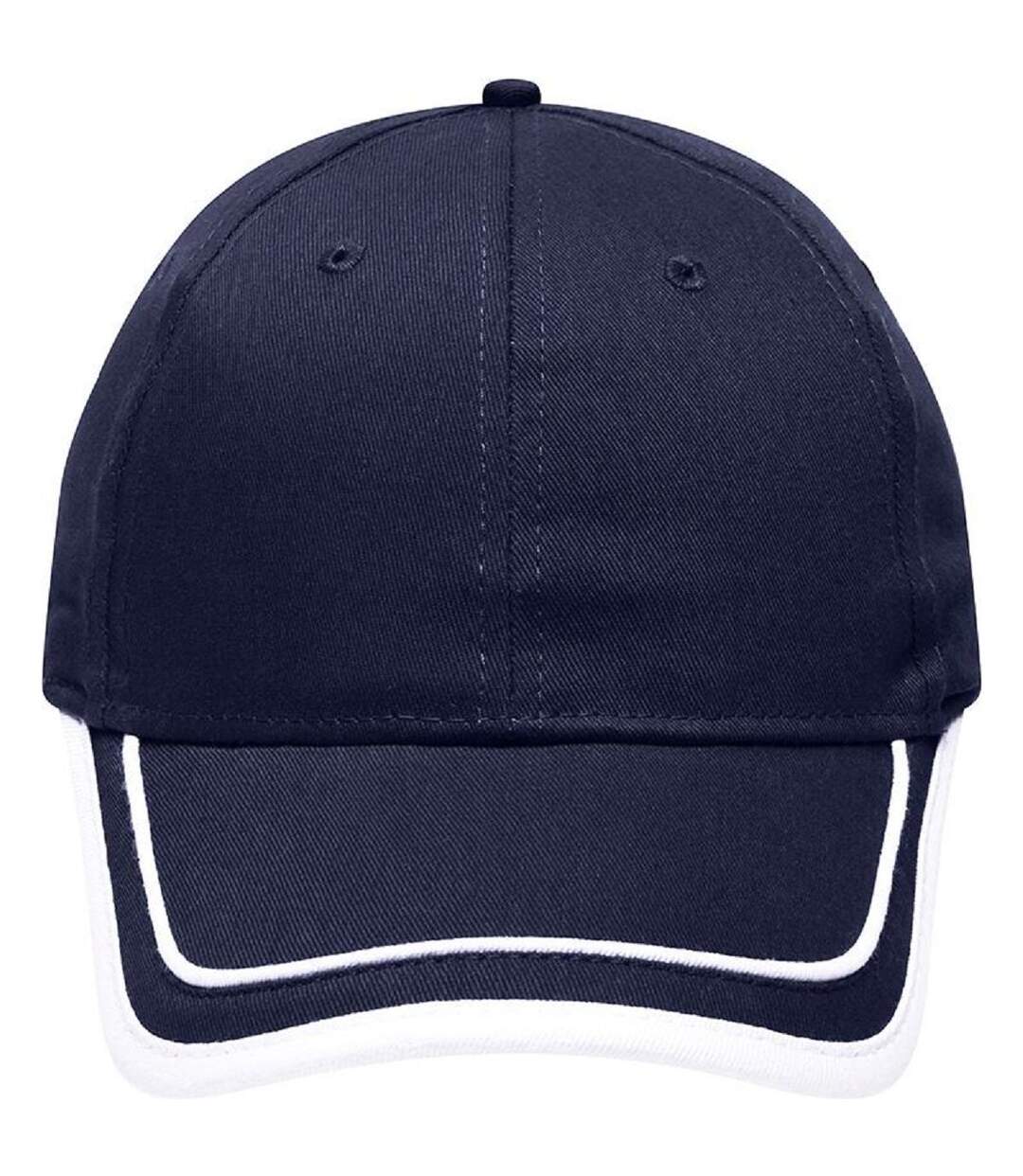 Casquette 6 panneaux coton brossé - MB6501 - bleu marine et blanc-1