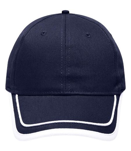 Casquette 6 panneaux coton brossé - MB6501 - bleu marine et blanc