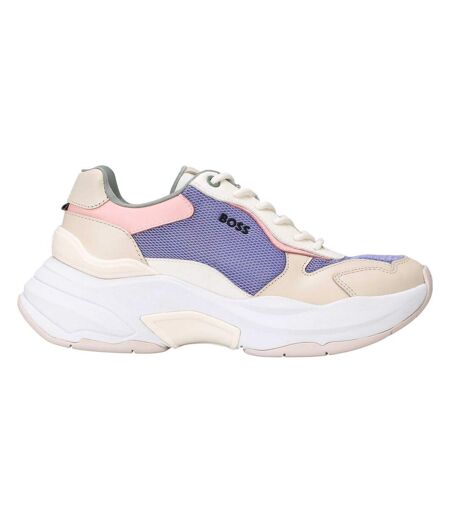 Womens/ladies Noa Leather Running Trainers Purple Boss