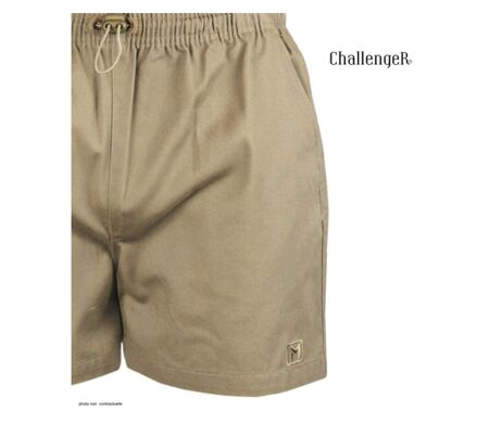 Short homme CHALLENGER 710095U001 beige : le bermuda 3 poches en pur coton pour l'été
