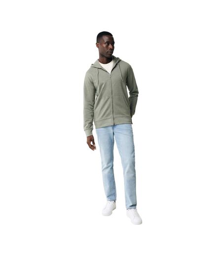 Unisex adult abisko recycled cotton full zip hoodie heather green Iqoniq