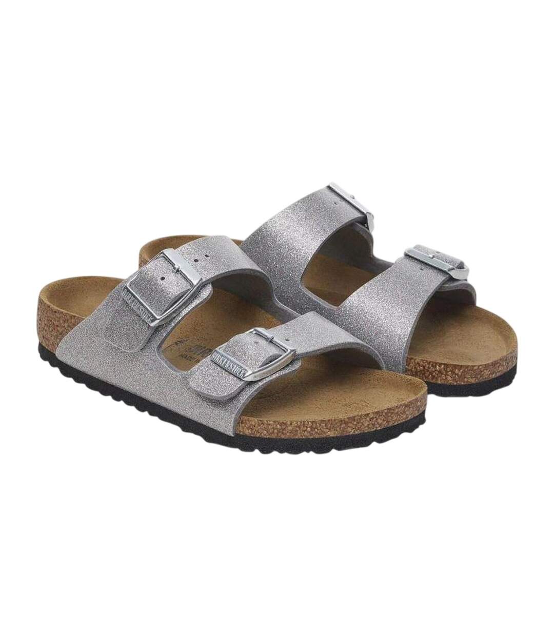 Childrens/kids Arizona Sandals Silver Birkenstock-3