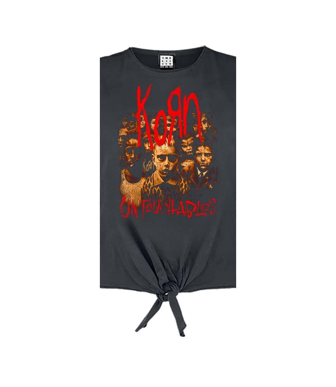 Womens/ladies Untouchables Korn Sleeveless T-shirt Charcoal Amplified-2