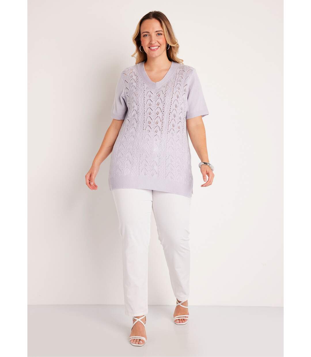 Pull-tunique long col V-3