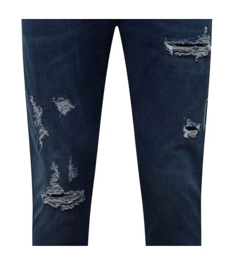 Mens Cotton Blend Ripped Slim Jeans Blue Replay