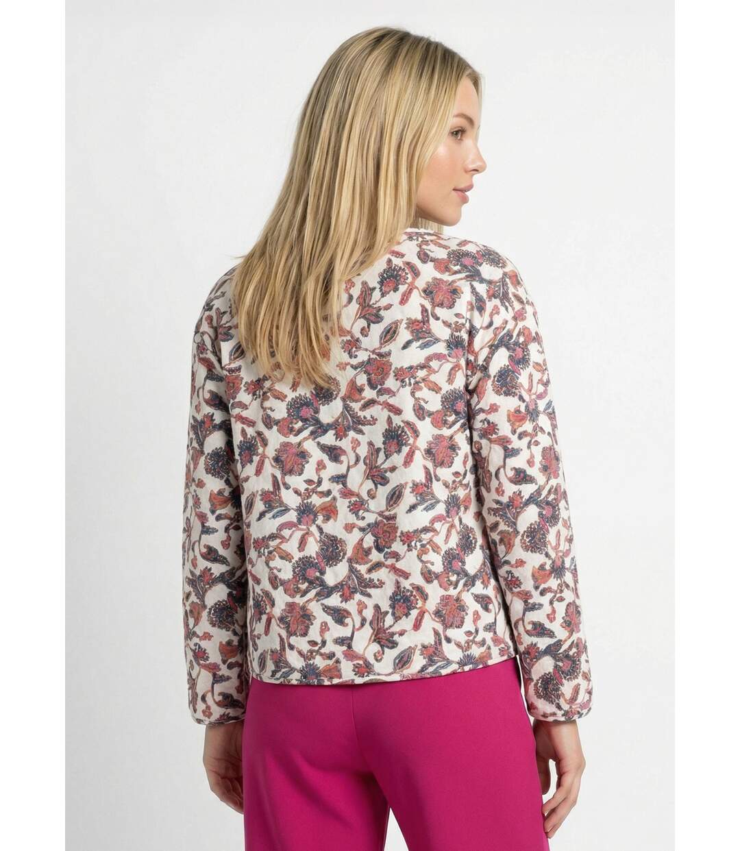 Veste matelassée sans col zippée imprimée-2