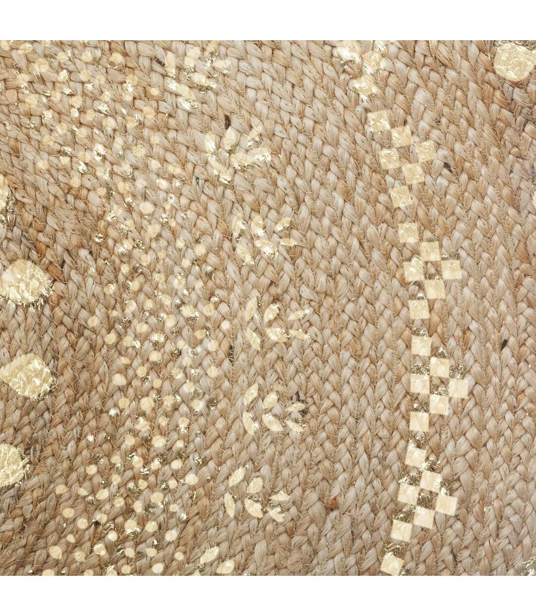 Tapis en jute à motifs - D. 115 cm - Beige et Doré-2