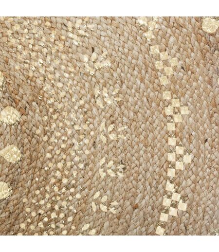 Tapis en jute à motifs - D. 115 cm - Beige et Doré