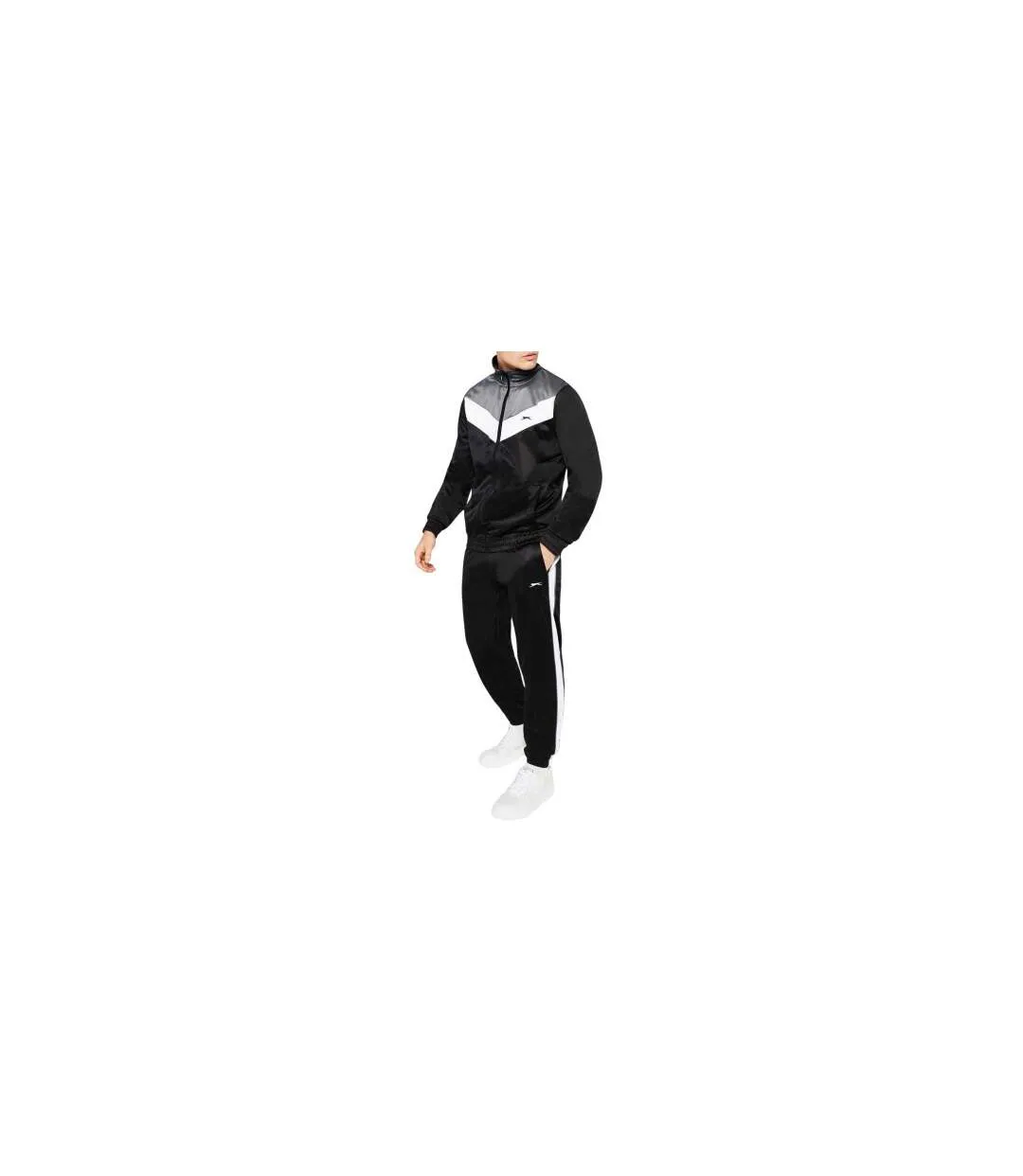 Mens Chevron Lightweight Tracksuit Set Black Charcoal Slazenger-1
