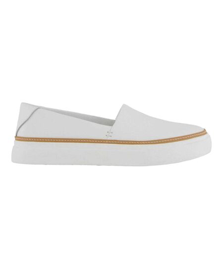 Womens/ladies Kameron Leather Slip-on Shoes White Toms