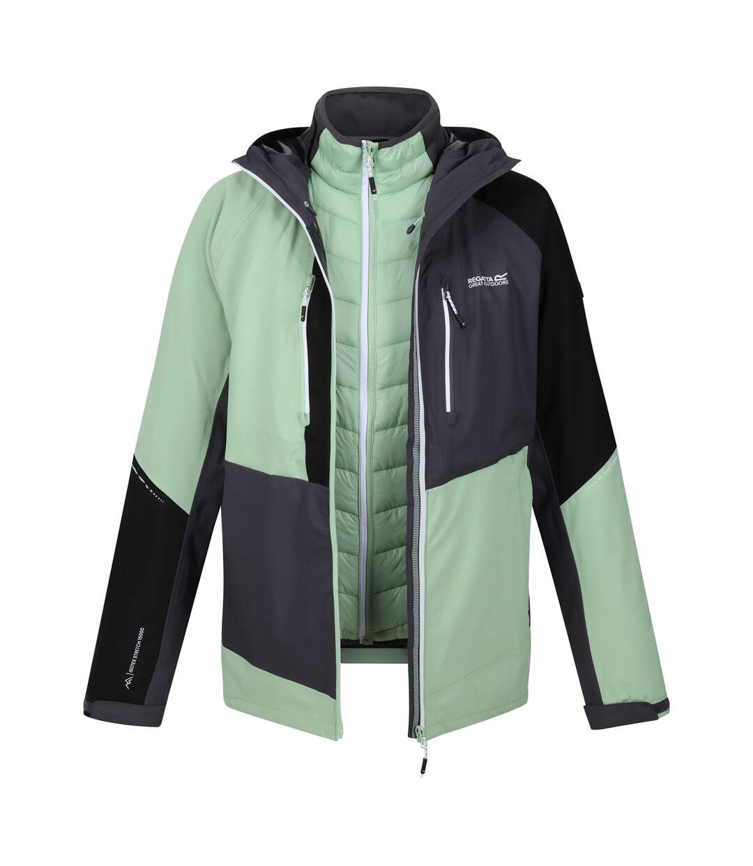 Womens/ladies carletta viii 2 in 1 waterproof jacket quiet green/seal grey Regatta-4