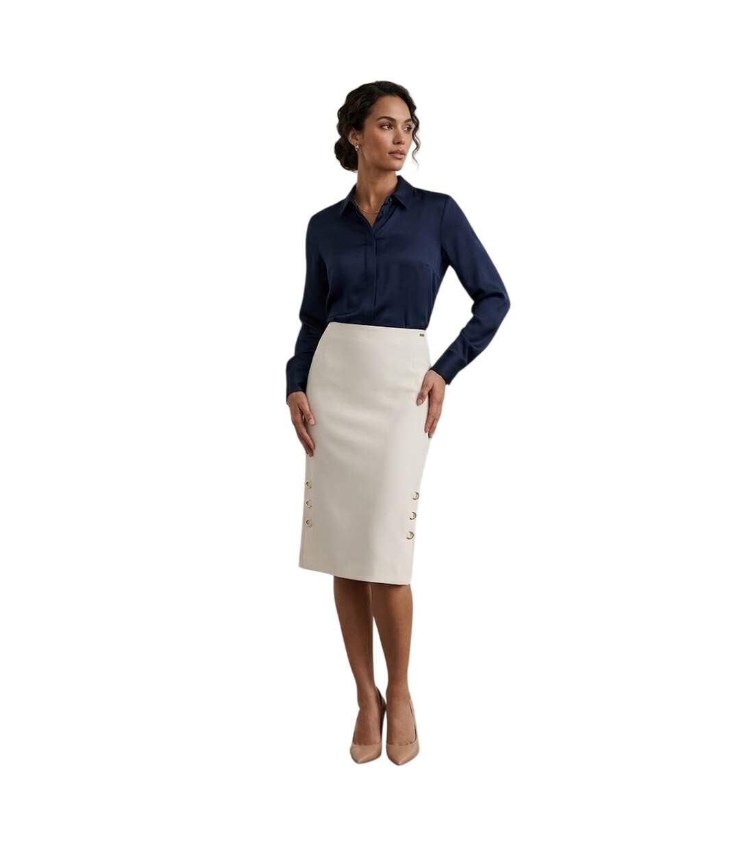 Jupe Mi-longue Motif/style Clouté Vevoka Femme Blanc Boss-1