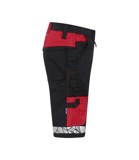 Mens Progression Work Shorts Black Red Projob