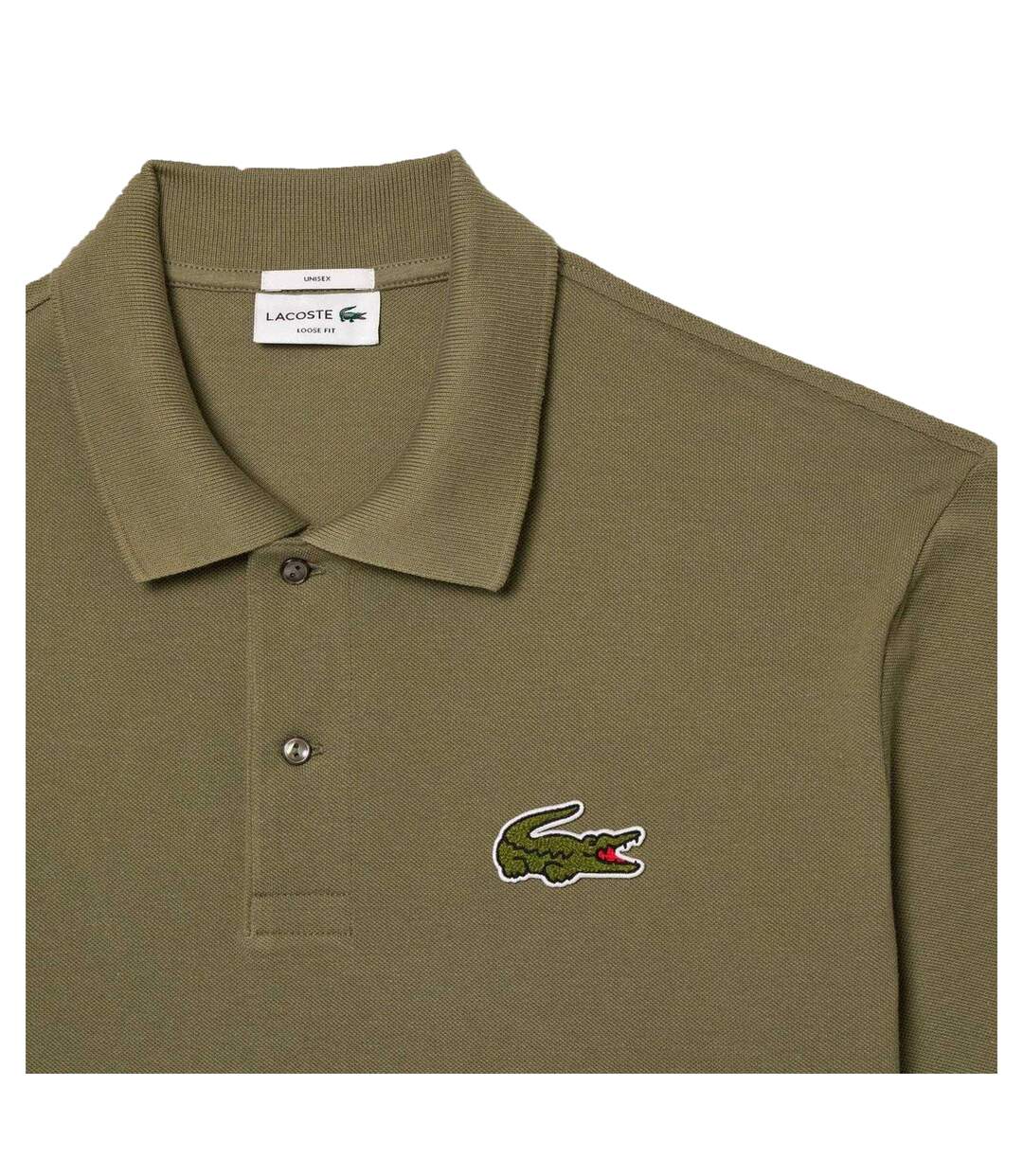 Mens L.12.12 Embroidered Logo Loose Fit Polo Shirt Khaki Green Lacoste-3