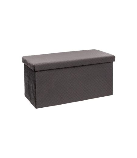 Pouf & Coffre de Rangement Velours 76cm Gris