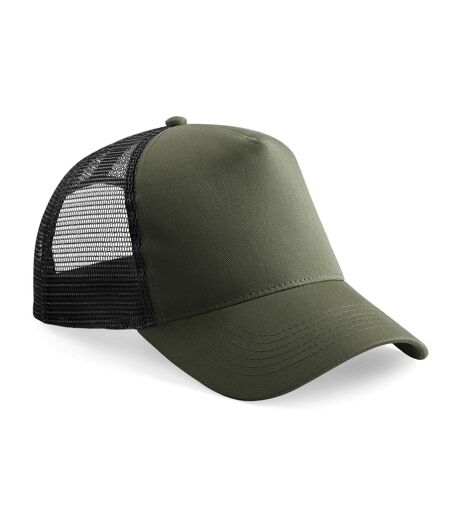 Beechfield Mens Half Mesh Trucker Cap / Headwear (Olive Green/Black) - UTRW260