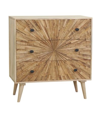 Commode en manguier sculpté SUNRISE 3 tiroirs