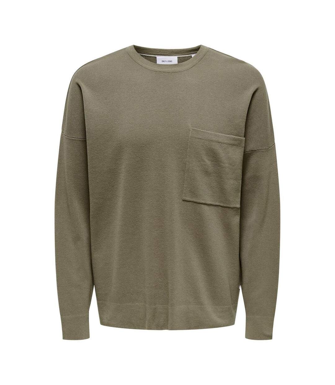Mens Crew Neck Relaxed Fit Sweatshirt Taupe Only-1