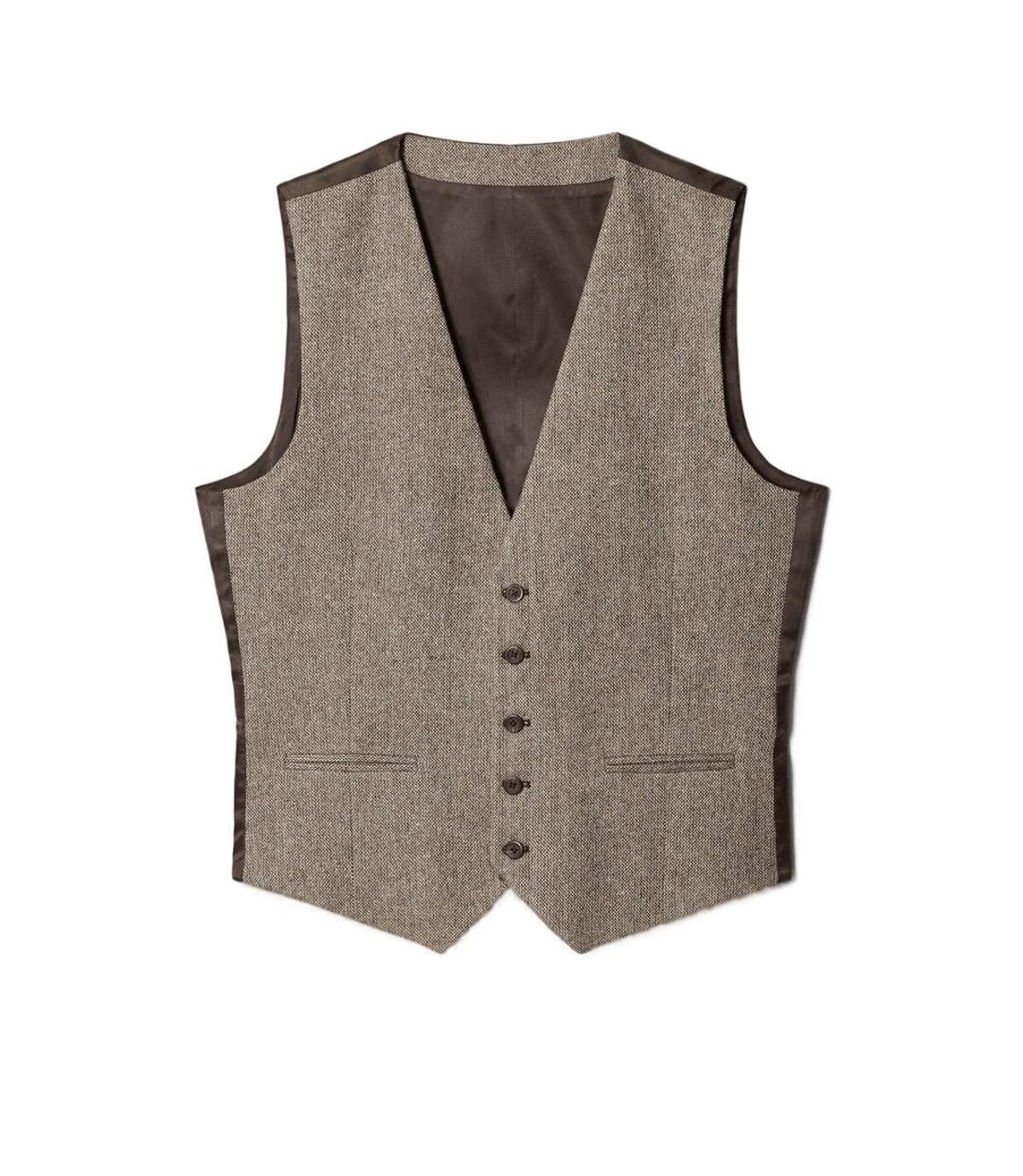 Burton Mens Basket Weave Cotton Slim Vest (Neutral)
