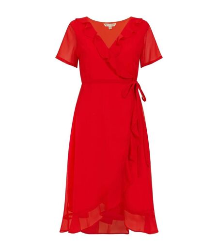 Robe Portefeuille Motif/style Ruché Femme Rouge Yumi