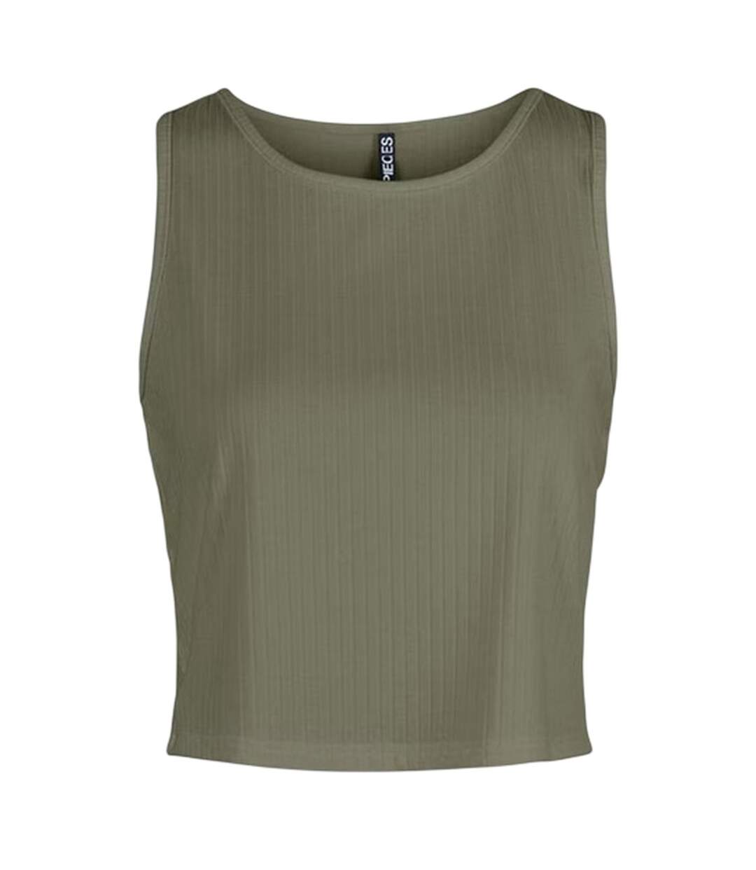 Womens/ladies Cropped Slim Sleeveless Tank Top Deep Green Pieces-1