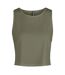 Womens/ladies Cropped Slim Sleeveless Tank Top Deep Green Pieces-1