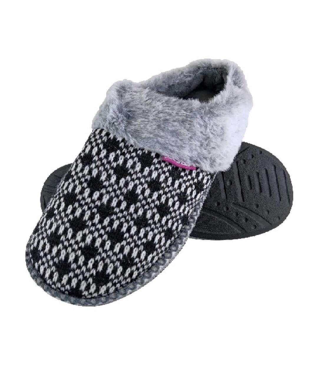 Ladies Cosy Memory Foam Open Back Knitted Slippers-2