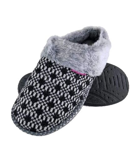 Ladies Cosy Memory Foam Open Back Knitted Slippers
