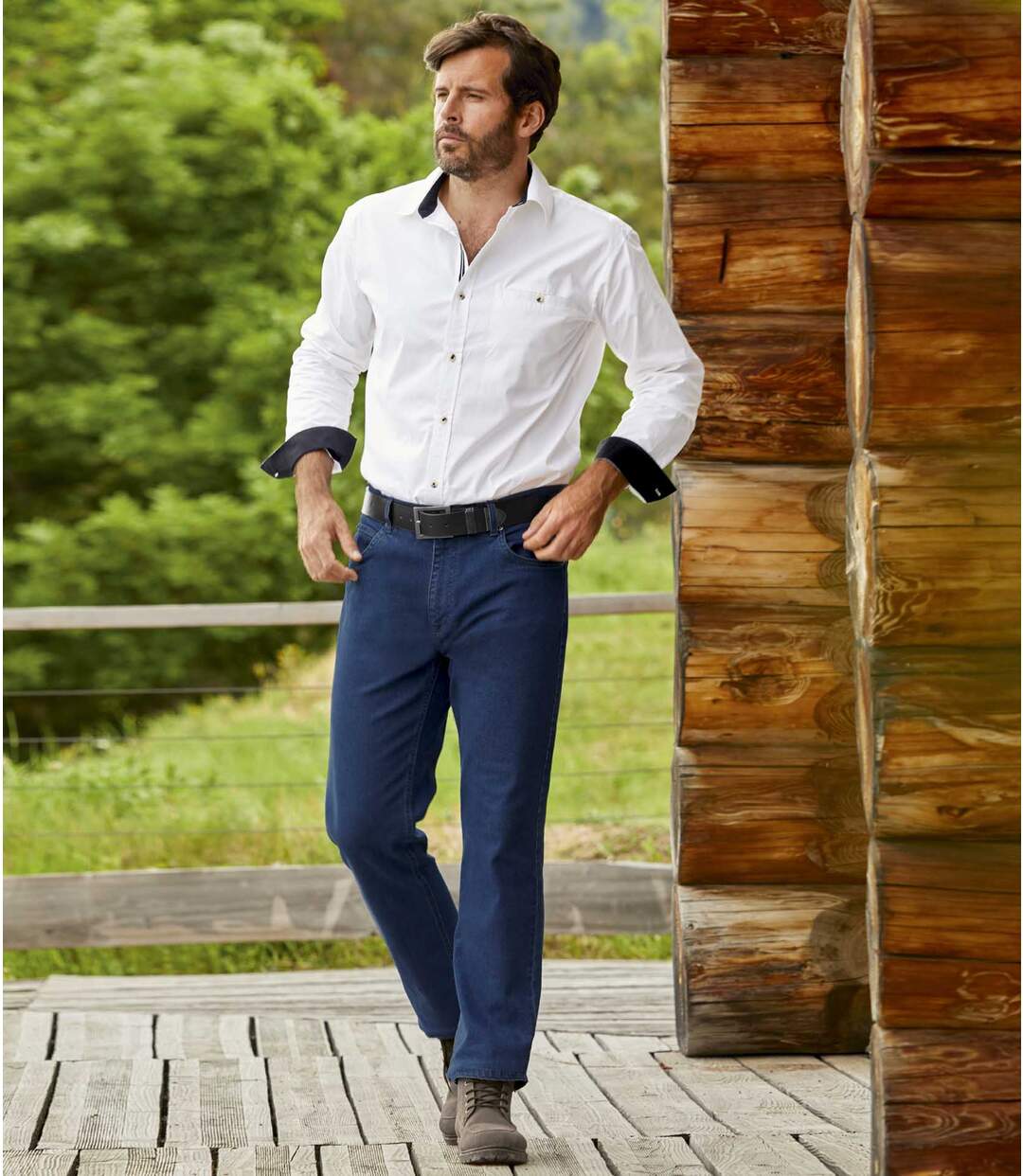 Ciemnoniebieskie jeansy Regular ze stretchem Atlas For Men