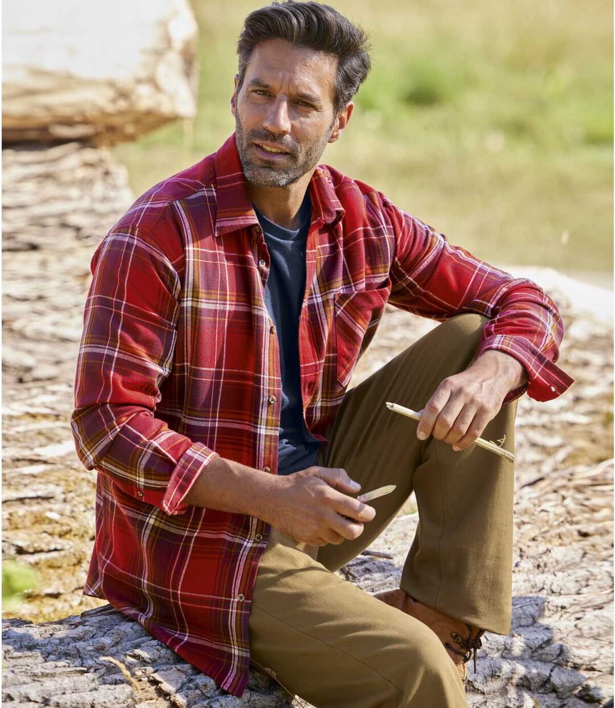 Men's Red Checked Flannel Shirt  Atlas For Men