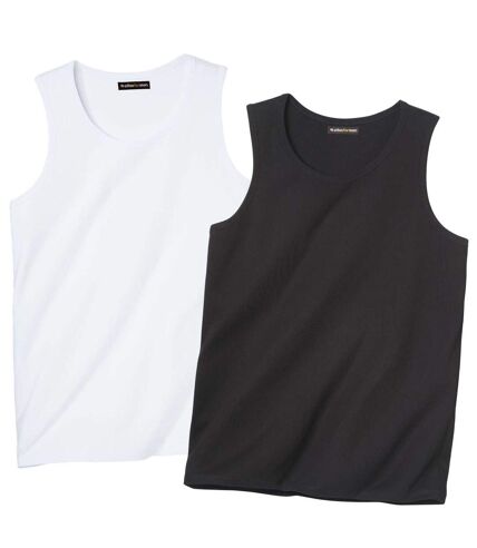 Pack of 2 Men's Leisure Vests - Black White