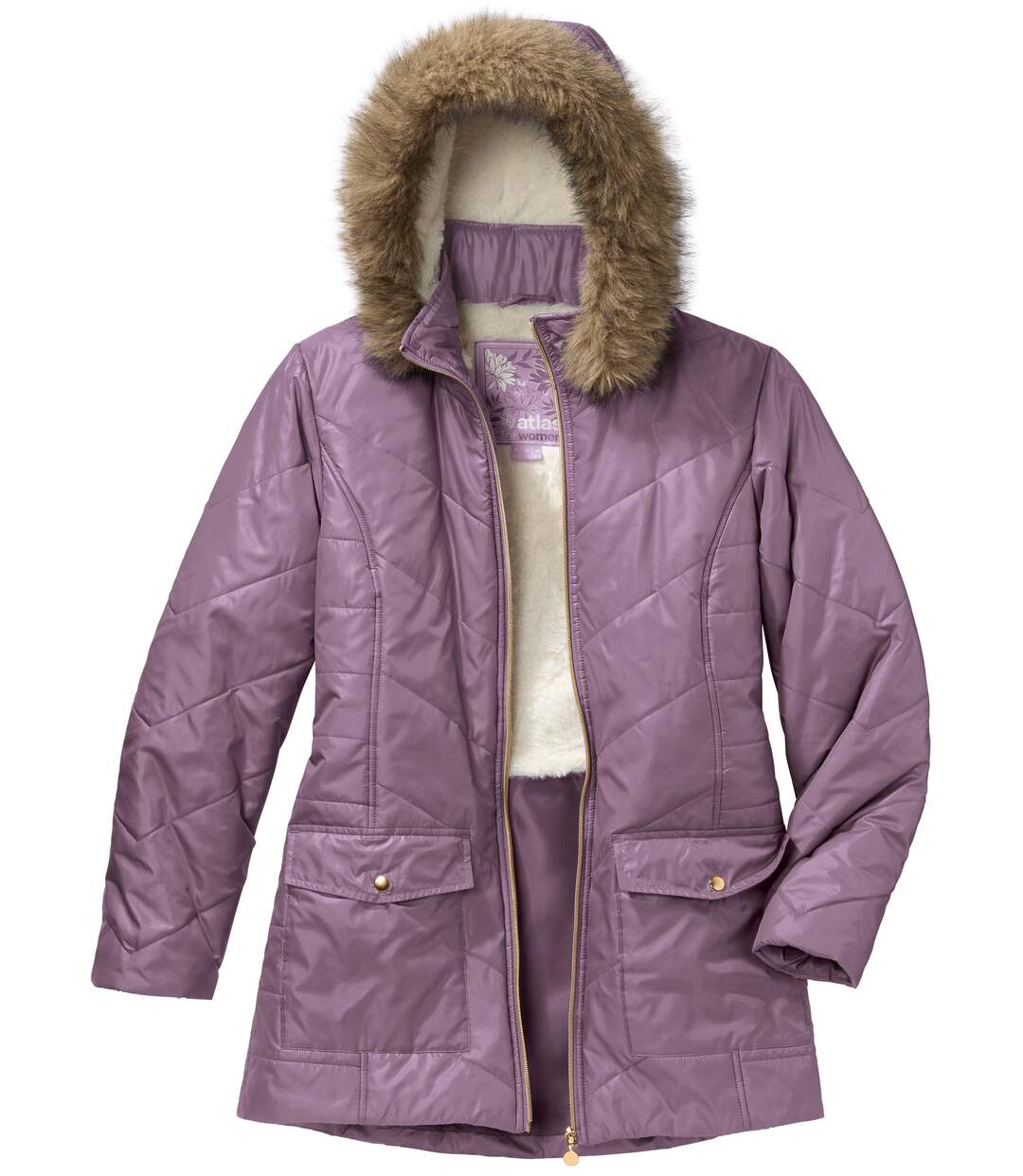 Women's Purple Hooded Water-Repellent Padded Jacket 