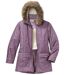 Women's Purple Hooded Water-Repellent Padded Jacket-4