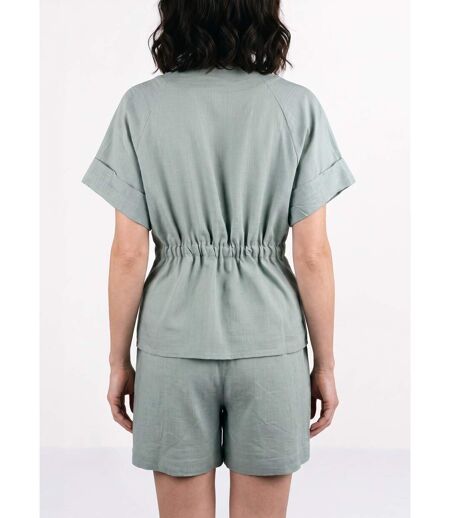 Blouse boutonnée et ceinturée, avec lin