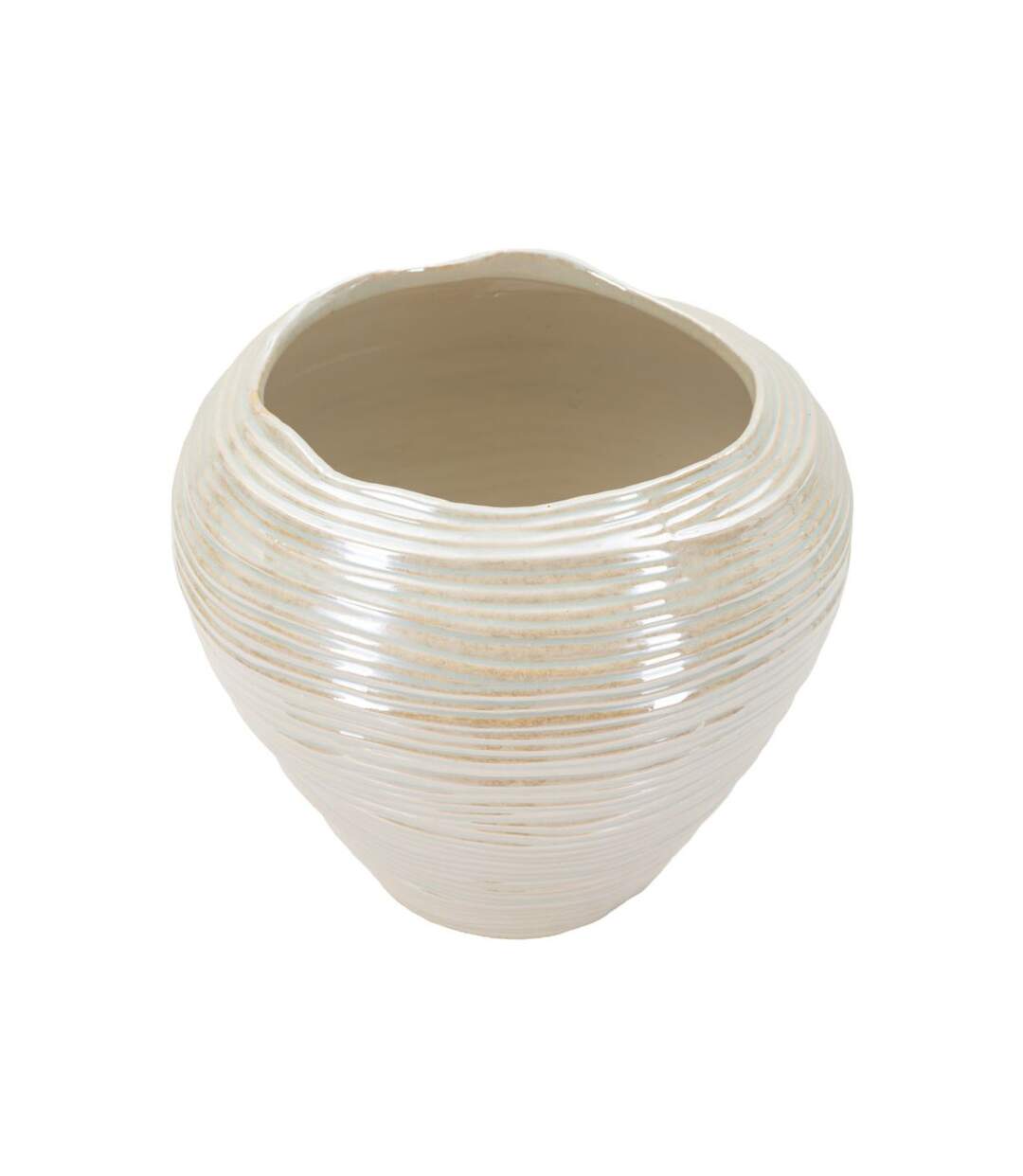 Vase Rond en Céramique Perly 27cm Blanc-2