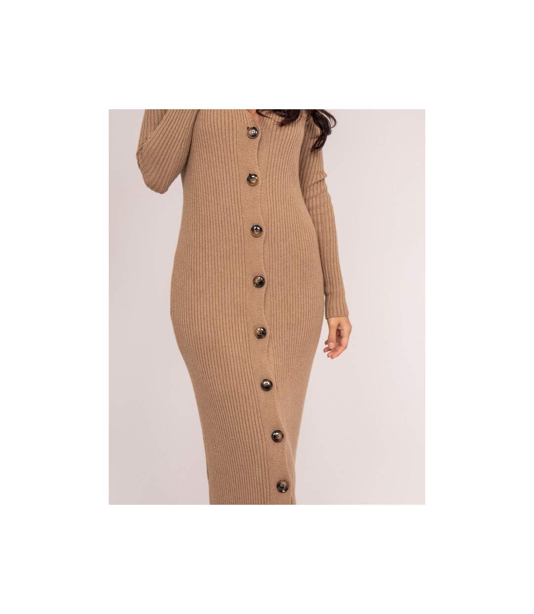 Robe longue maille côtelée IVERNY - Dona X Lisa-3
