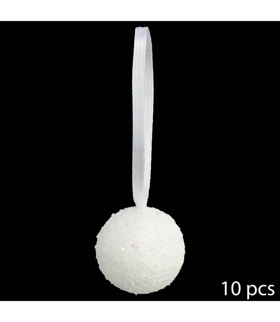 Boule de Noël pailletée Manteau Givré - Blanc-1