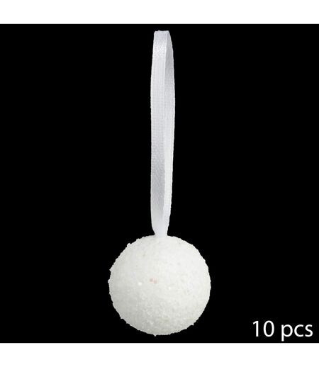 Boule de Noël pailletée Manteau Givré - Blanc