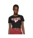 Femme/ladies Peach Crop T-shirt Noir Miss Tee-1