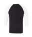 Canvas T-shirt De Baseball À Manches 3/4 Homme Noir Blanc Bella + Canvas-2