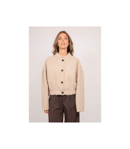 Blouson court en maille poil long boutonné UVINA - Dona X Lisa