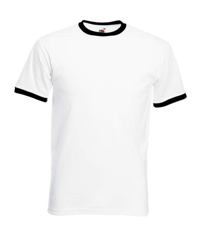 T-shirt à manches courtes homme blanc/ noir Fruit of the Loom