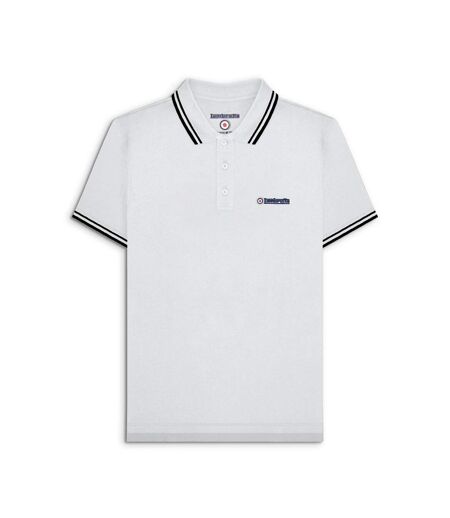 Mens Tipped Polo Shirt White Black Lambretta