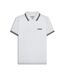 Mens Tipped Polo Shirt White Black Lambretta-1