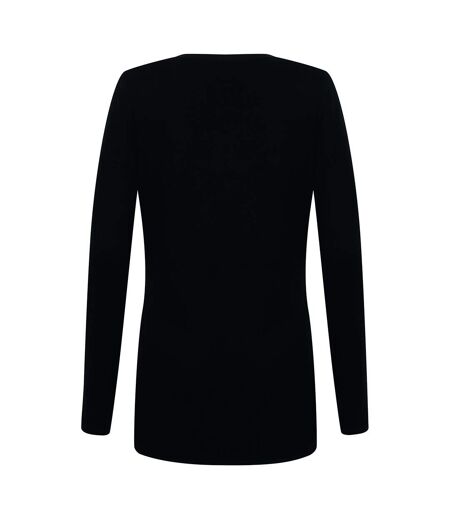 Henbury Ladies/Womens V-Neck Button Fine Knit Cardigan (Black) - UTRW662