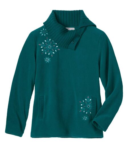 Le Pull Polaire Brodé Finitions Tricot Atlas For Women